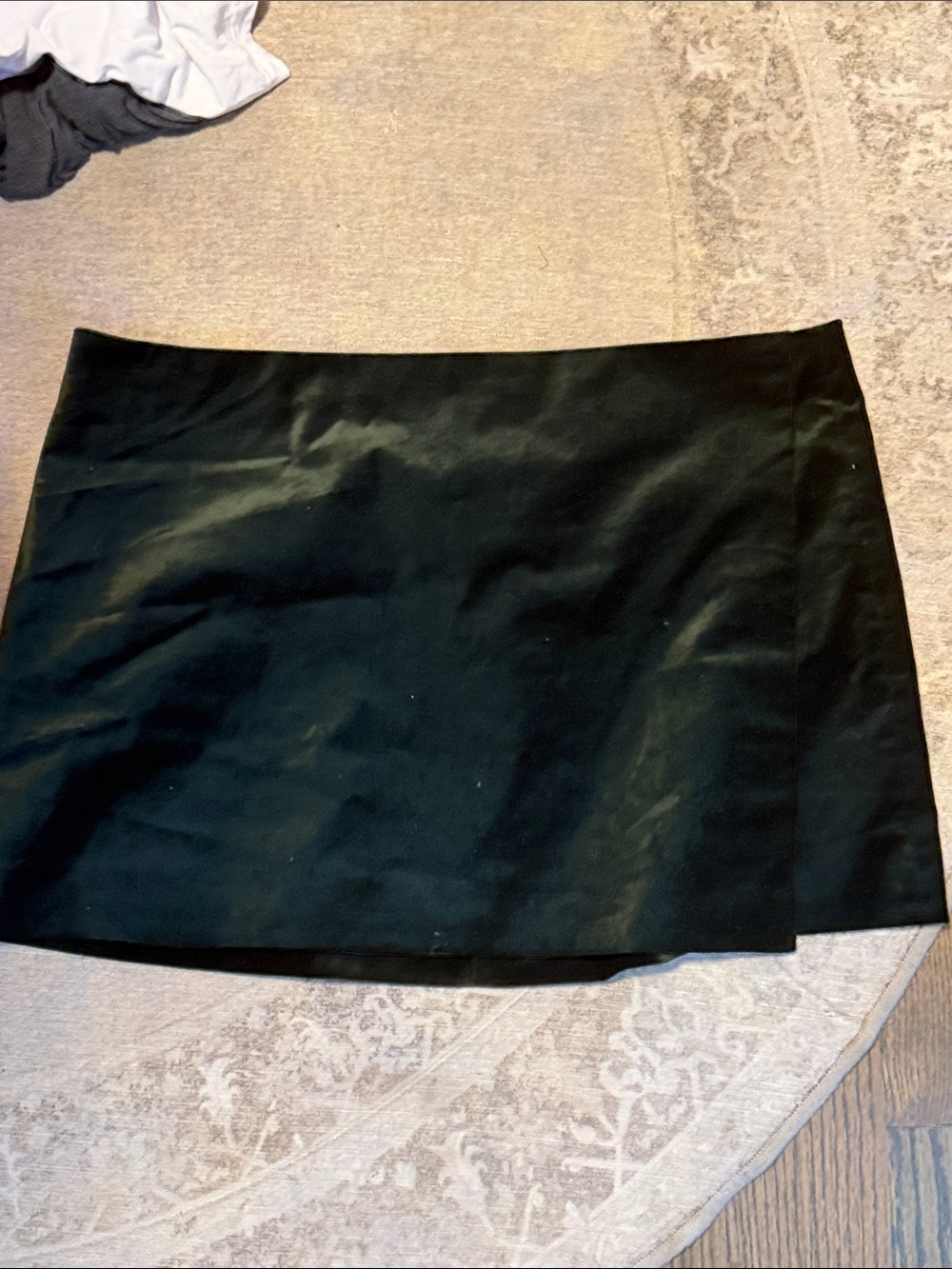 Women's dark green velvet Mini Skirt - Clean Straight Silhouette